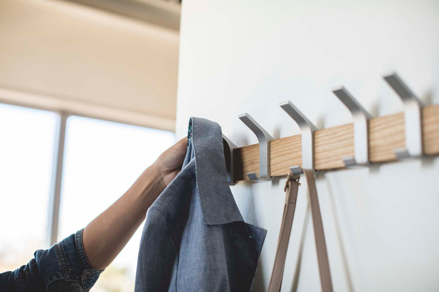 Wall-Mounted Coat Hanger - Steel + Wood