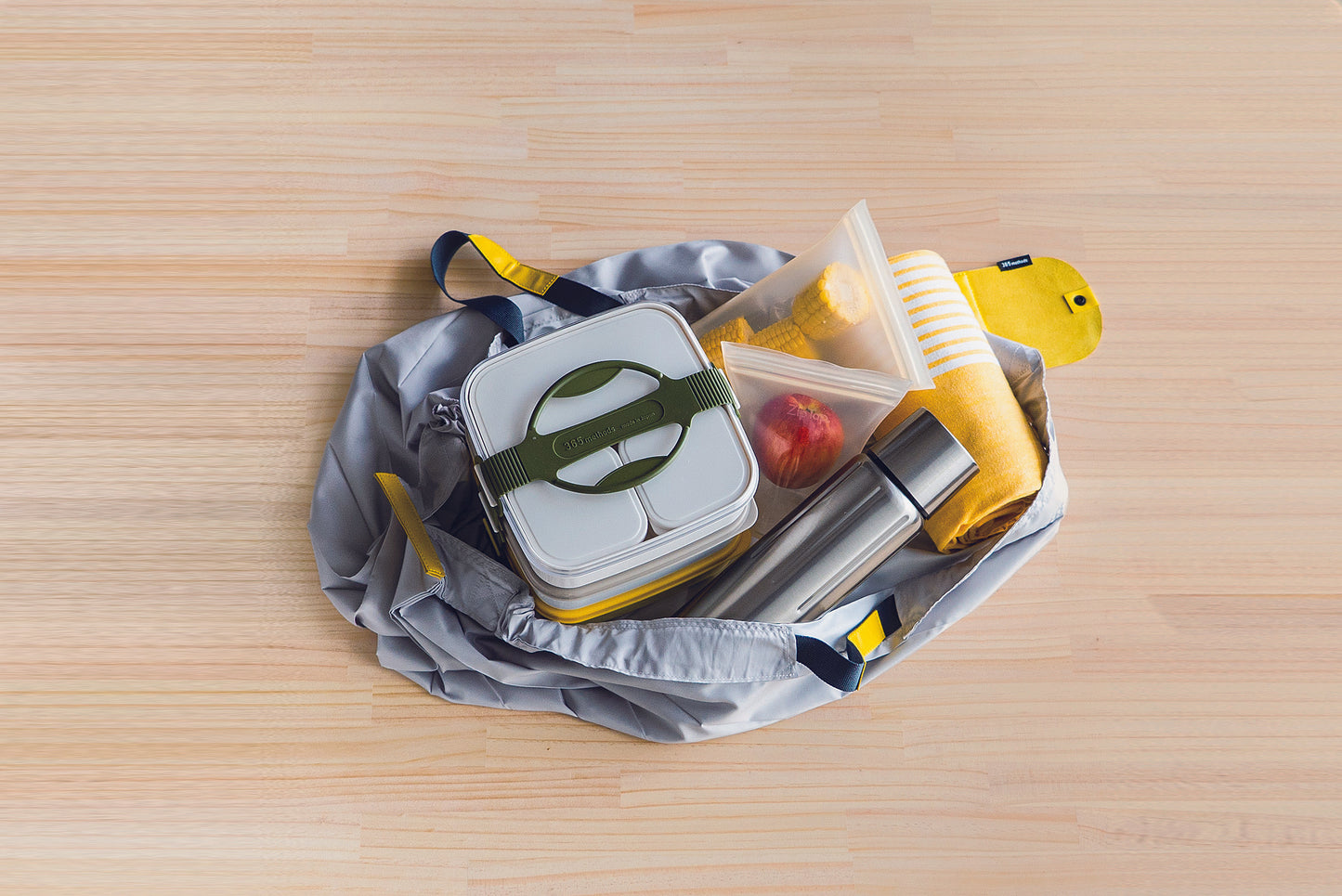 Folding Bag - Light Grey Yellow