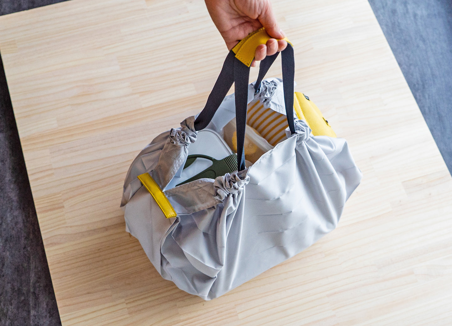 Folding Bag - Light Grey Yellow