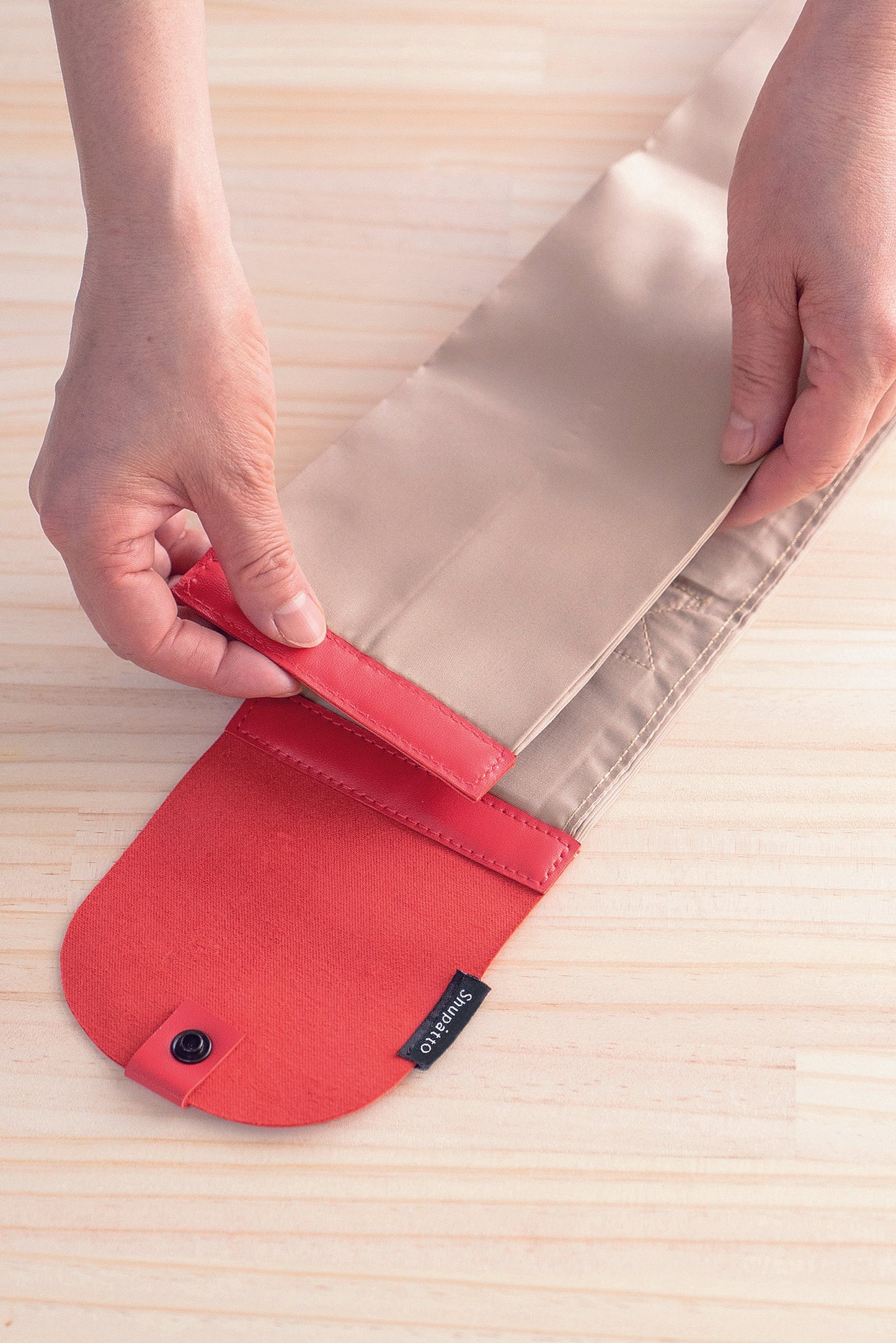 Folding Bag - Beige Red
