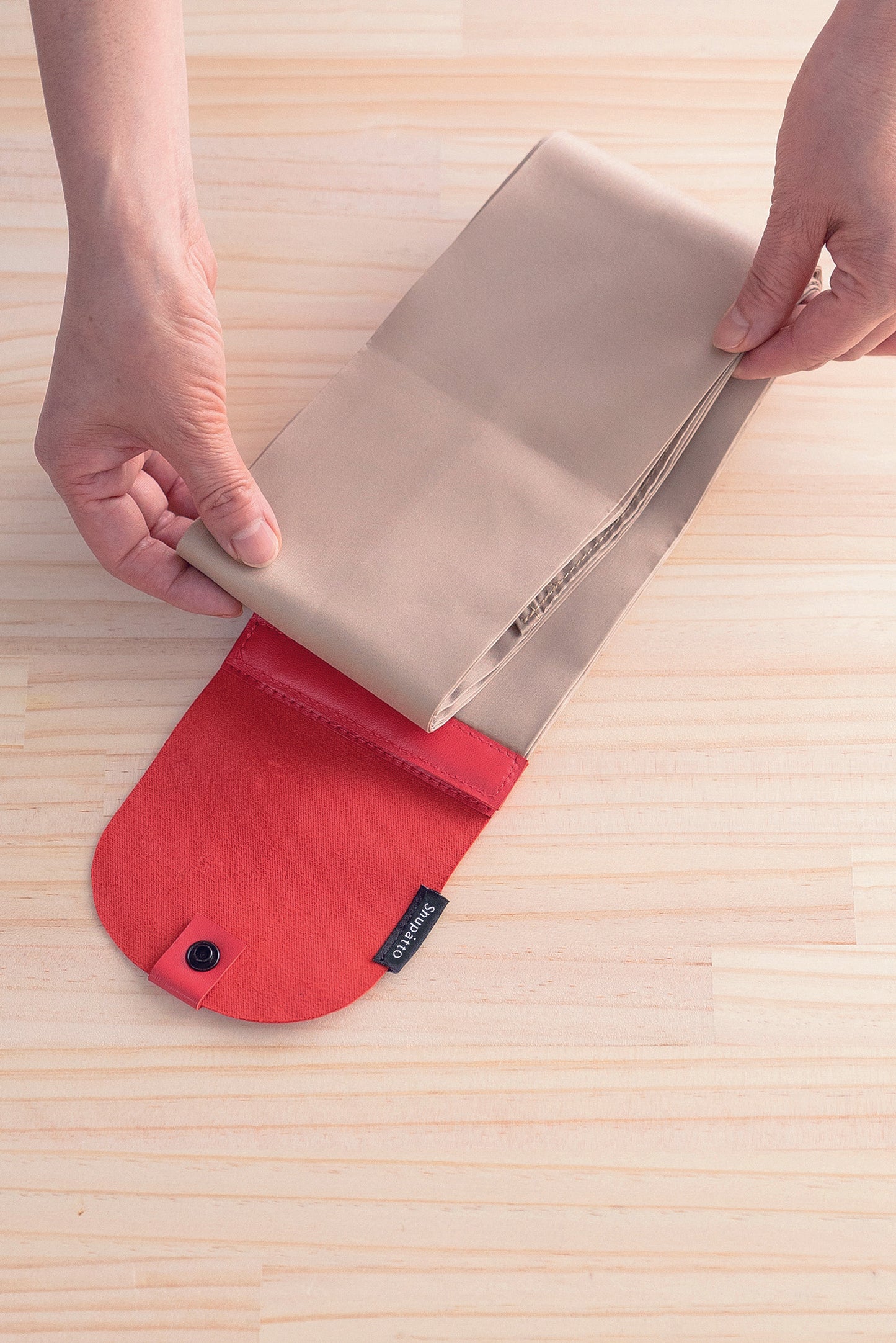 Folding Bag - Beige Red