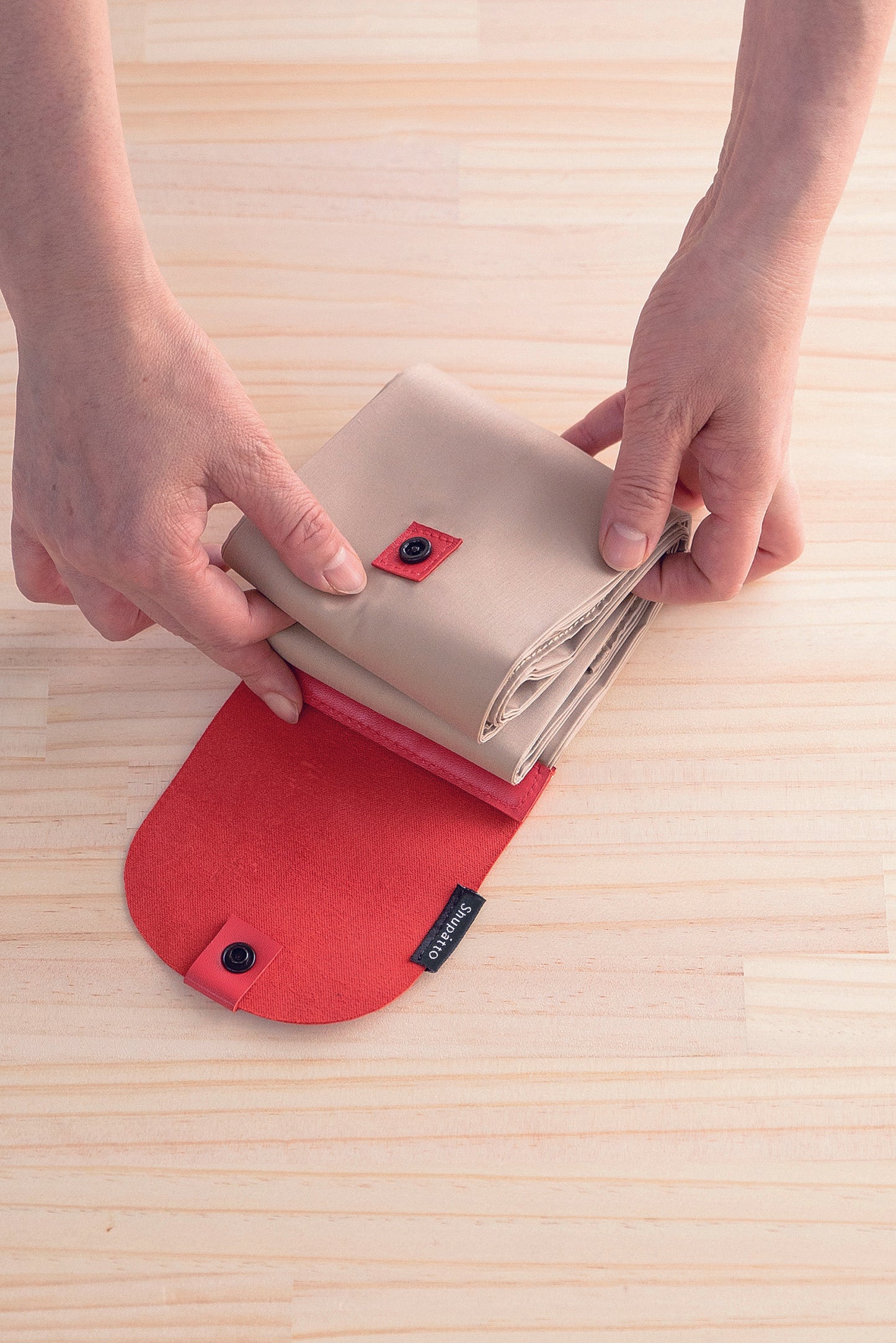 Folding Bag - Beige Red