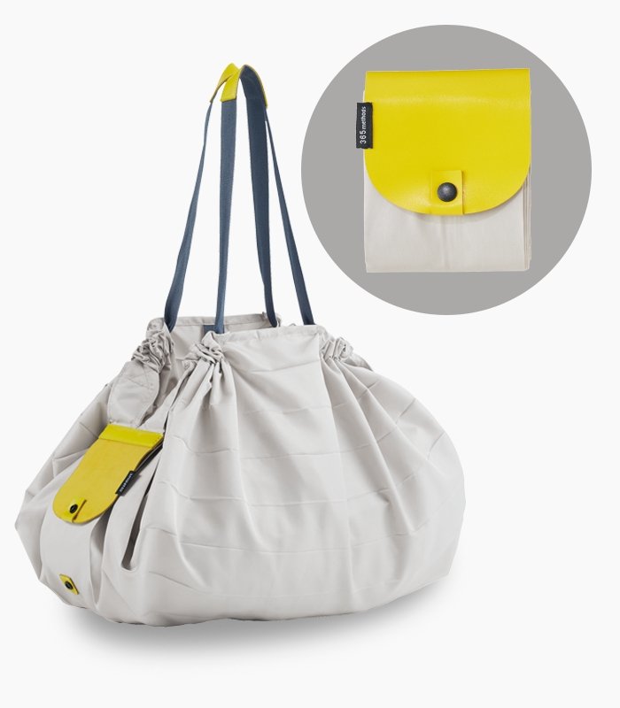 Folding Bag - Light Grey Yellow